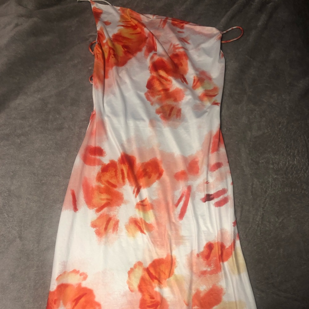 Maxi white/orange tie dye backless bodycon dress